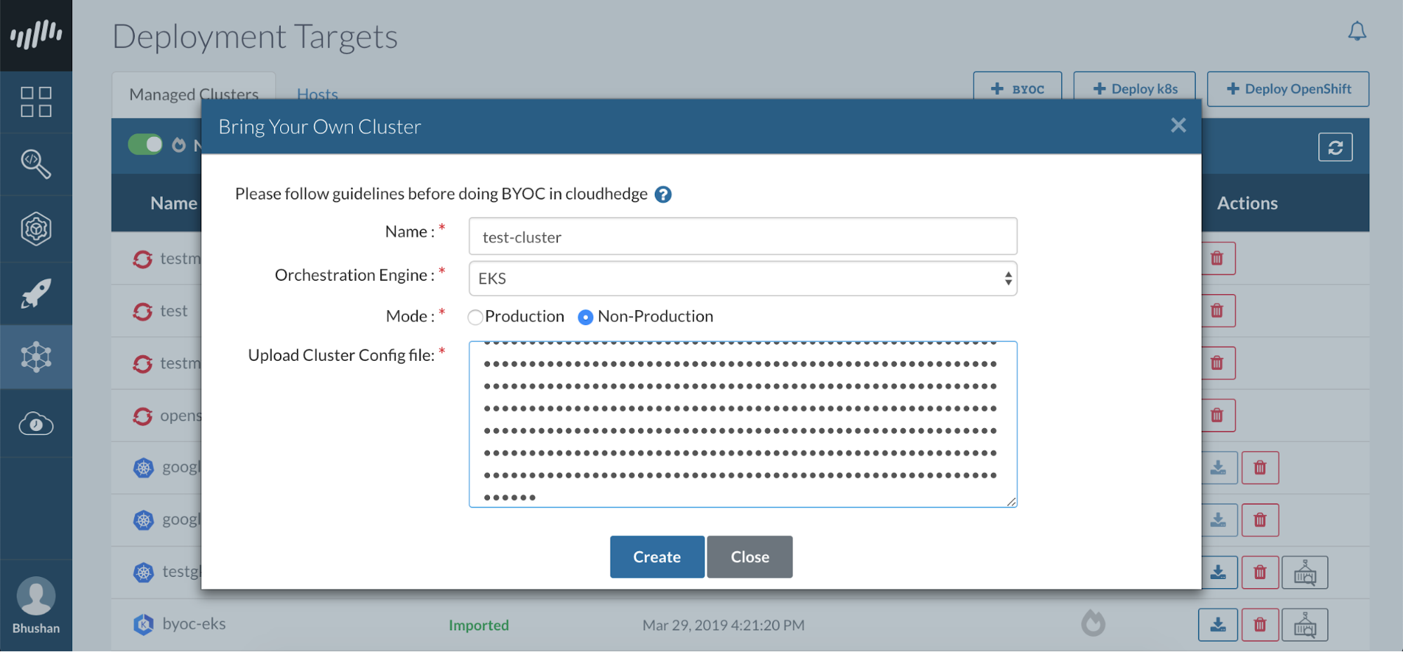 Cluster Details CloudHedge